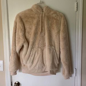 Cream Color Sherpa Hoodie Size Medium